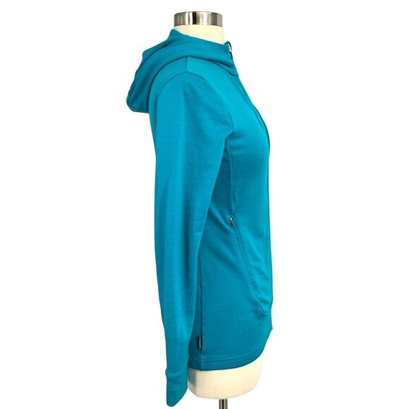 Icebreaker Quantum II Hoodie Jacket Blue Full Zip 100% Merino Wool Size XS - Picture 6 of 13